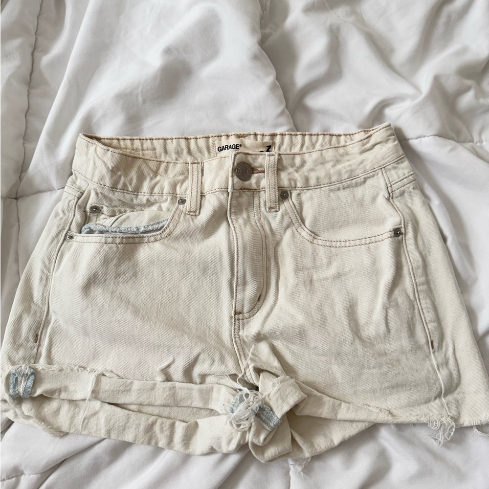 Garage Women's Cream Denim Shorts